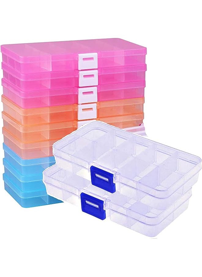 Tuklye 10 pack Jewellery Organiser, 10 Grids Bead Organizer and Storage for Art and Crafts,Clear Compartment Plastic Organizer-Travel Organizer Box, Small Parts Organizer For Beads, Jewlery, Rings  - Image 1