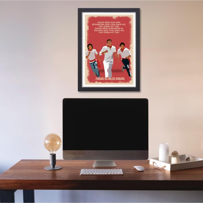 GRAY WALL Good Hope - Bollywood Movies Zindagi Na Milegi Dobara Movie Frame For Room & Office (Framed Poster(10x13inch), red) - Image 2
