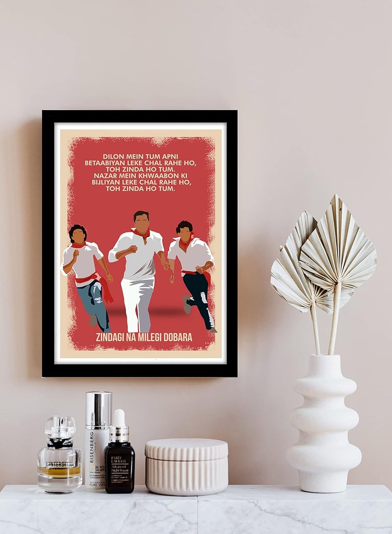 GRAY WALL Good Hope - Bollywood Movies Zindagi Na Milegi Dobara Movie Frame For Room & Office (Framed Poster(10x13inch), red) - Image 4
