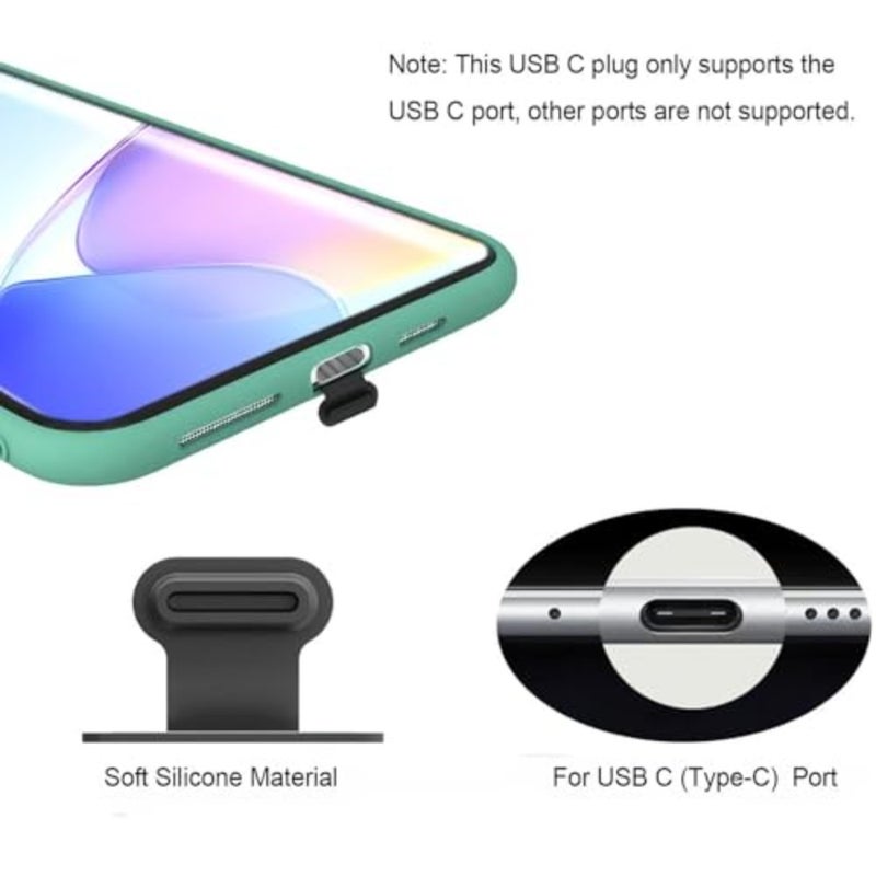 6 قطع من مقابس الغبار USB C-Type المضادة للفقدان، لهاتف iPhone 16 15 Pro Max Plus جميع منافذ USB C، وأغطية غبار لمنفذ شحن USB C، وأغطية غبار سيليكون لمنفذ USB C، مع مجموعة تنظيف الهاتف الخلوي - Image 5