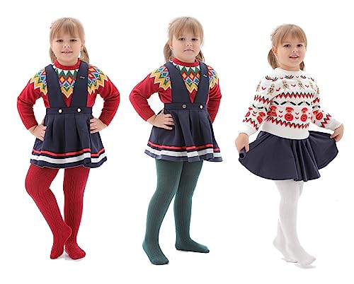 EPEIUS Baby Tights Thick Seamless Cable Knit Leggings for Infant Girl Solid Cotton Stockings Footed Pants Pantyhose Dress Tights Clothes for 3-6 Months 4 Pair Pack,Ivory/Charcoal/Green/Burgundy - Image 2