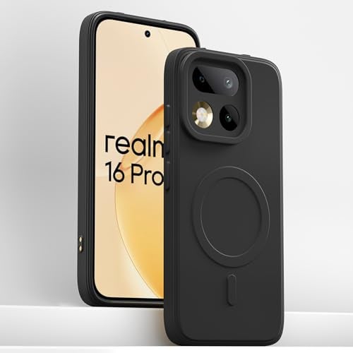 Pikkme غطاء خلفي Pikkme لهاتف Realme 16 Pro 5G بتصميم سيليكوني ناعم مطفي مع خاصية Mag-Safe (لا يدعم Mag-Safe) وحماية للكاميرا | غطاء بامبر نحيف (أسود) - Image 2