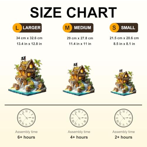 Jollitot Wooden Puzzles for Adults Pirate Cabin Wooden Puzzles 210 Pieces Unique Animal Shaped Wood Challenging Jigsaw Puzzles Gifts for Adults 134x129in - Image 5