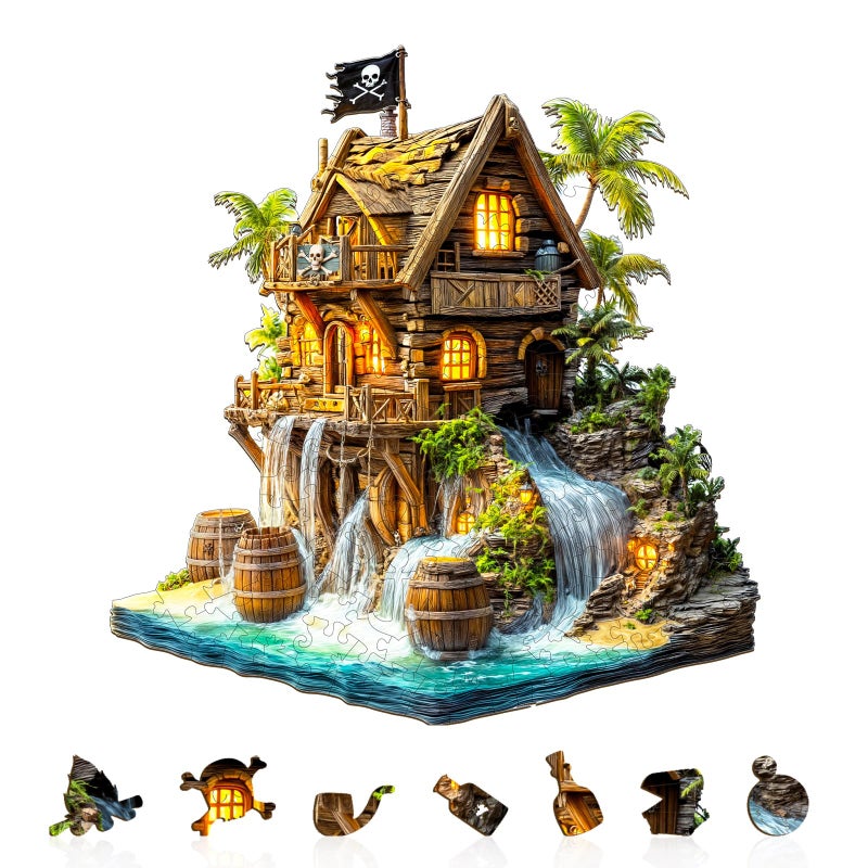 Jollitot Wooden Puzzles for Adults Pirate Cabin Wooden Puzzles 210 Pieces Unique Animal Shaped Wood Challenging Jigsaw Puzzles Gifts for Adults 134x129in - Image 3