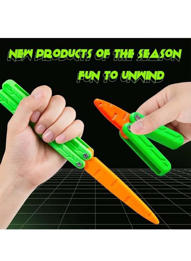 3Pcs Carrot knife butterfly knife decompression toy Butterfly Knife Practice Prop (Big) - Image 3