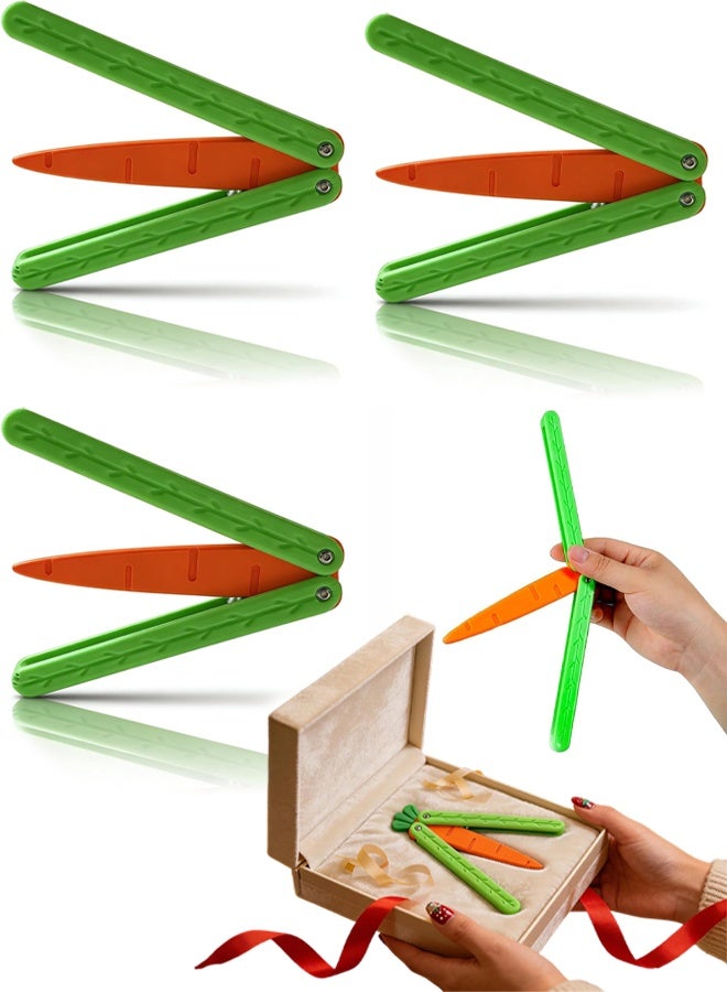 3Pcs Carrot knife butterfly knife decompression toy Butterfly Knife Practice Prop (Big) - Image 1