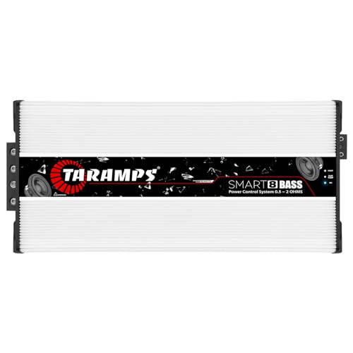 Taramp's تارامبس سمارت 8 باس 0.5 إلى 2 أوم 8000 واط RMS، متعدد المقاومة، قناة واحدة، مضخم صوت لساب ووفر السيارة، طاقة عالية فئة D، موصل رقمي أحادي، سمارت 8k، تقاطع منخفض مع تعزيز للباس - Image 1