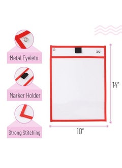 Mr. Pen Dry Erase Pocket Sleeves 10 X 14 Inch 6 Pack Colorful Plastic Reusable Clear Classroom Sleeves  - Image 4