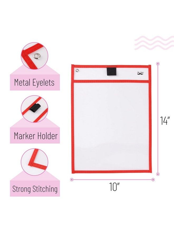 Mr. Pen Dry Erase Pocket Sleeves 10 X 14 Inch 6 Pack Colorful Plastic Reusable Clear Classroom Sleeves  - Image 4