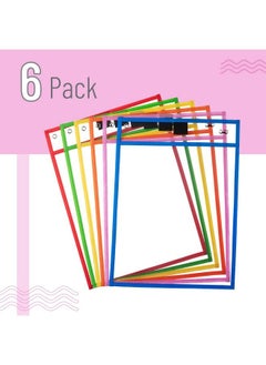 Mr. Pen Dry Erase Pocket Sleeves 10 X 14 Inch 6 Pack Colorful Plastic Reusable Clear Classroom Sleeves  - Image 3