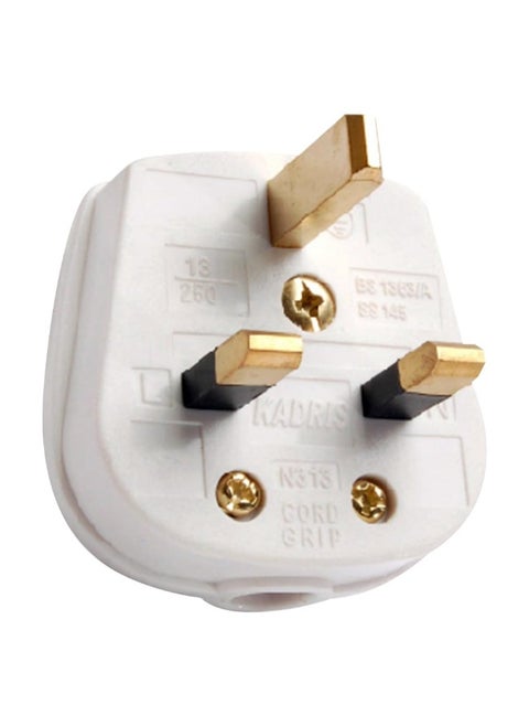 13A 3 Pin Plug Fused UK White