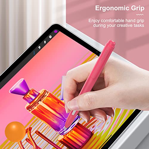 MoKo Holder Case for Apple Pencil 2nd Generation, Retractable Protective Pen Cover with Sturdy Clip for iPad Mini 6 2021/ iPad Air 5th/4th Gen/iPad Pro 11 /Pro 12.9 2022/2021/2020, Watermelon Red - Image 5
