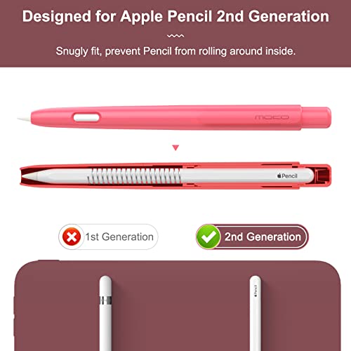 MoKo Holder Case for Apple Pencil 2nd Generation, Retractable Protective Pen Cover with Sturdy Clip for iPad Mini 6 2021/ iPad Air 5th/4th Gen/iPad Pro 11 /Pro 12.9 2022/2021/2020, Watermelon Red - Image 2