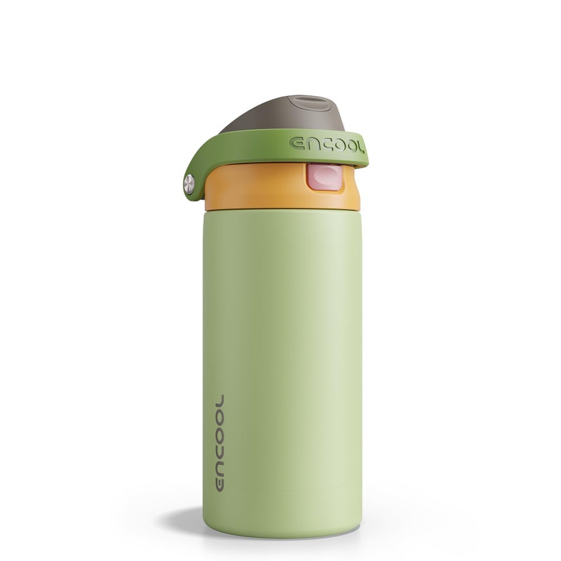 Encool Insulated Stainless Steel Water Bottle with Straw - Leak Proof Sports Water Bottle for School, Travel, Keeps Cold All Day, One-Touch Flip Lid, BPA-Free, 18 oz, Sage Green - Image 1
