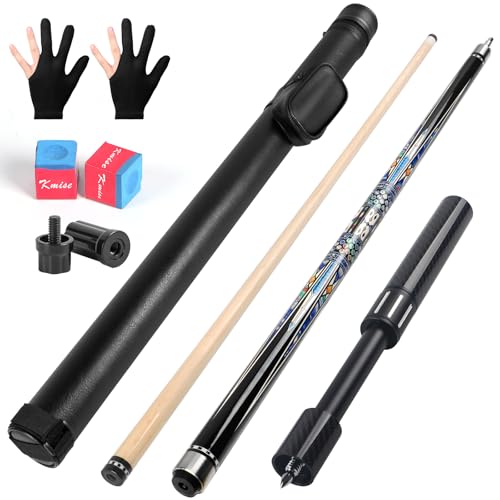 Kmise Professional Pool Cue Stick 18 19 20oz Canadian Maple Cue Sticks Low Deflection Shaft with Telescopic Carbon Fiber Extension Cue 20OZ BluePurple - Image 1