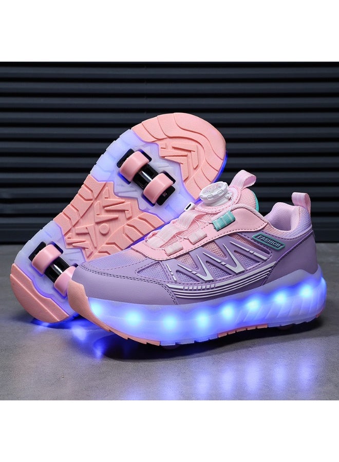 سكاي فيو أحذية تزلج بعجلات للأطفال الأولاد والبنات، أحذية رياضية عصرية مطورة بأربع عجلات قابلة للفصل للأطفال، أحذية رياضية مناسبة للمبتدئين - Image 1