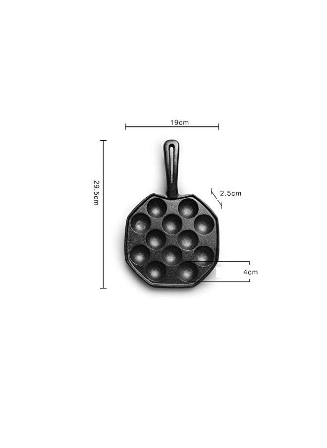 PROMASS - Iron Danish Aebleskiver Pan, Cast Iron Stuffed Pancake Pan12-Cup Cast Iron Aebleskiver Pancake Puffs Pan,Cookware for Pancake Puffs,Black - Image 1