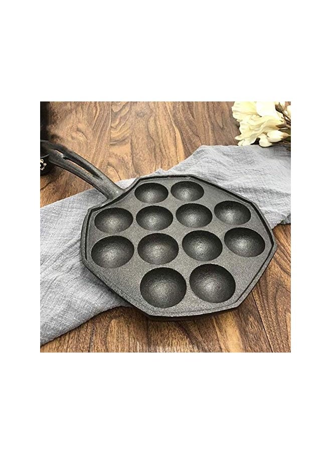 PROMASS - Iron Danish Aebleskiver Pan, Cast Iron Stuffed Pancake Pan12-Cup Cast Iron Aebleskiver Pancake Puffs Pan,Cookware for Pancake Puffs,Black - Image 1