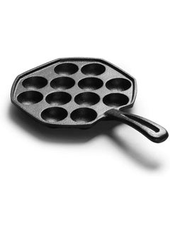 Iron Danish Aebleskiver Pan, Cast Iron Stuffed Pancake Pan12-Cup Cast Iron Aebleskiver Pancake Puffs Pan,Cookware for Pancake Puffs,Black