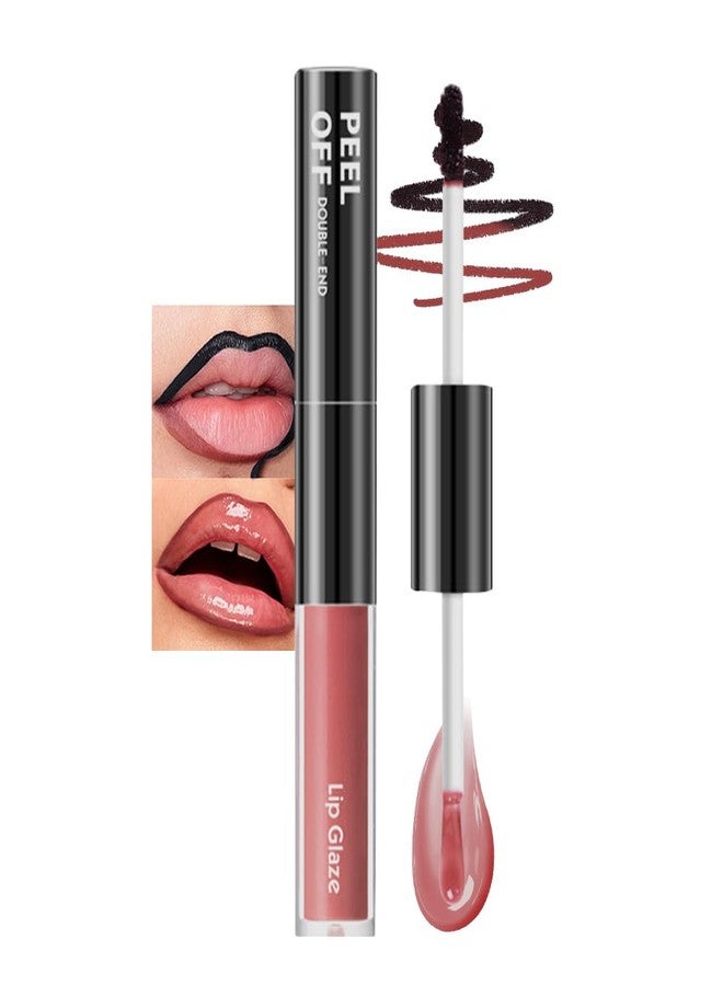 Hxssll Peel Off Lip Liner & Gloss – Long-Lasting Smudge-Proof Mocha Cocoa Lip Tint & Lip Stain Liner with Hydrating High Shine Gloss for Defined, Fuller Brown Nude Lips – Waterproof Soft Glam Lip Makeup - Image 1