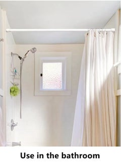 Kutis 1-Piece Extendable Window Shower Hanging Curtain Rod Metal White 70-120 Centimeter  - Image 3