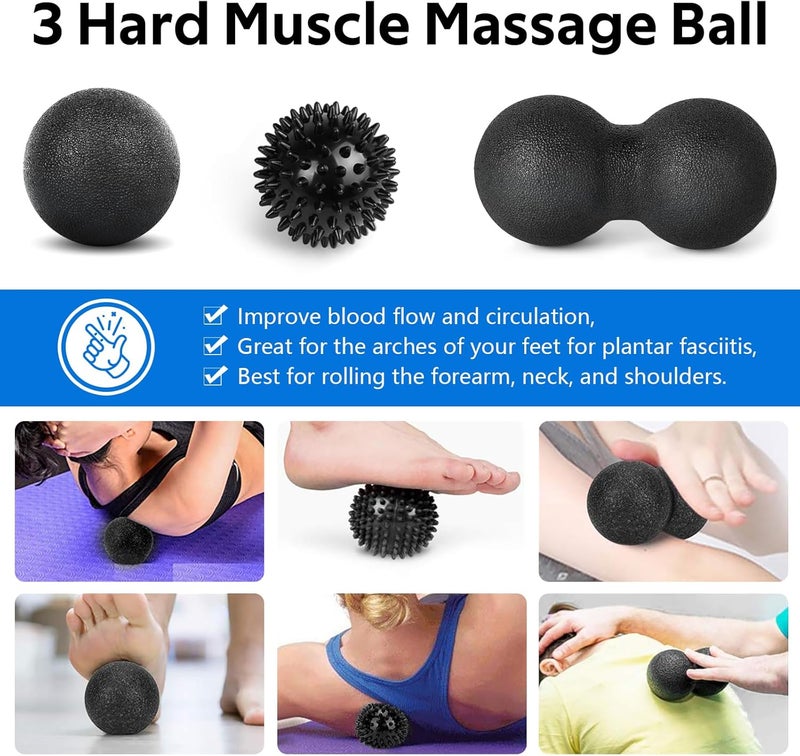 BORNEW 7 in 1 Foam Roller Set for Deep Tissue Muscle Massager - High Density Back Roller, Muscle Roller Stick, Resistance Bands, Foot Massage Ball, Stretching Strap - Image 5