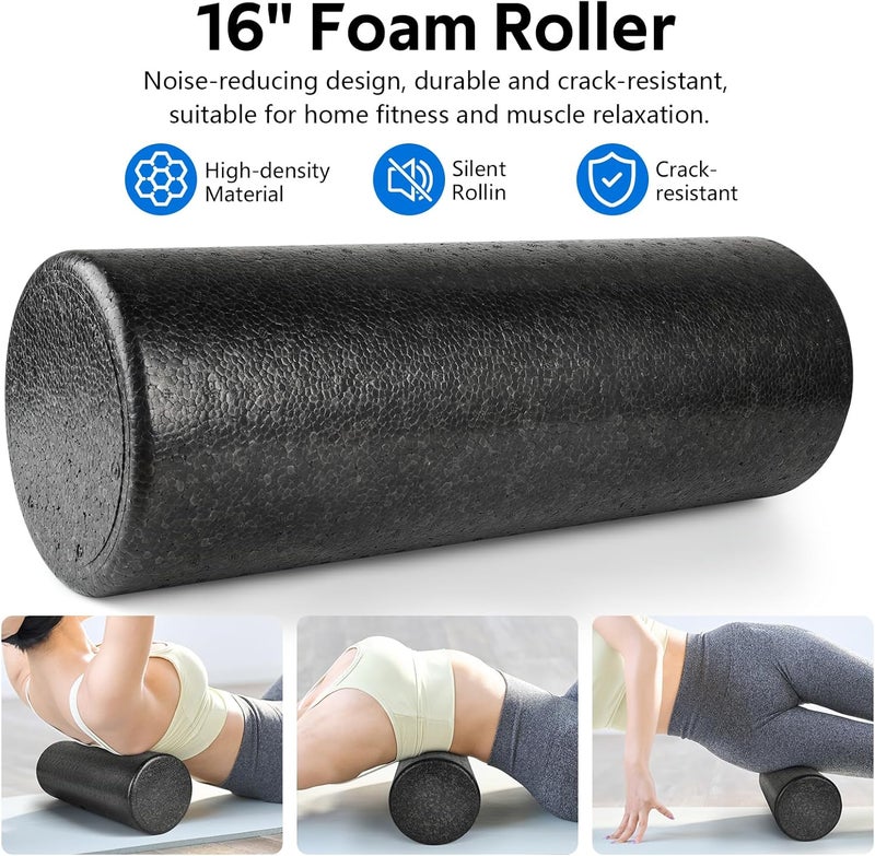 BORNEW 7 in 1 Foam Roller Set for Deep Tissue Muscle Massager - High Density Back Roller, Muscle Roller Stick, Resistance Bands, Foot Massage Ball, Stretching Strap - Image 3