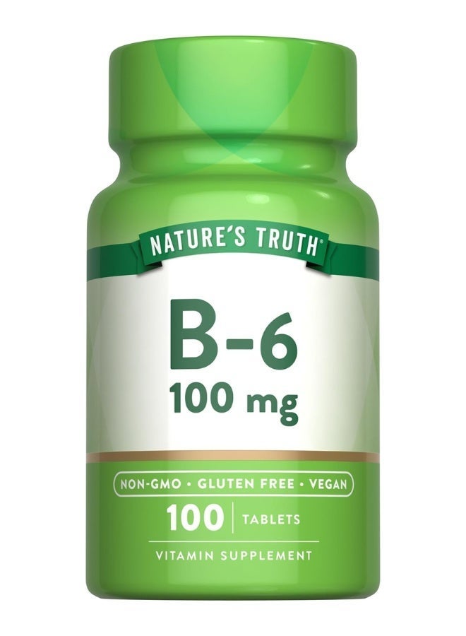 Natures Truth B6 Vitamin 100mg 100 Tablets Vegan NonGMO Gluten Free Supplement - Image 1