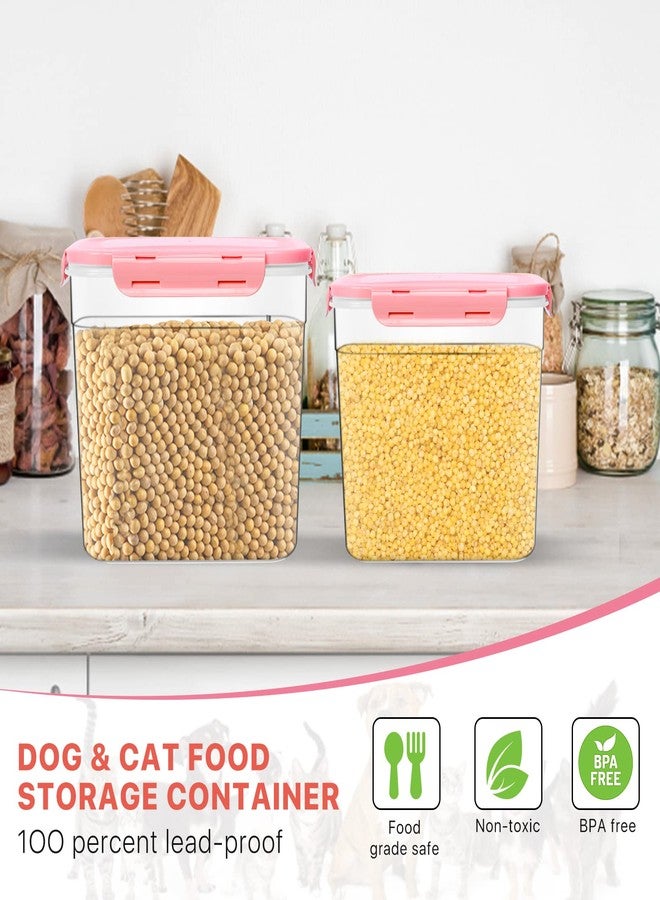 Elesunory 3 Pieces Animal Food Storage Containers, Plastic Dog Food Storage Container with Spoon, 4 Seal Buckles Pet Food Storage Containers for Dog Cat Treats(3.8 L+ 2.3L +1.2L) - Image 5