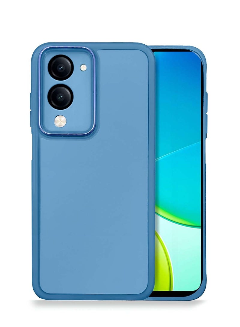 Wtech vivo Y04 4G / vivo Y29s 5G 2025 Soft Transparent TPU Silicone Ultra Thin Phone Stylish Electroplated Camera Border Back Case Cover - Blue