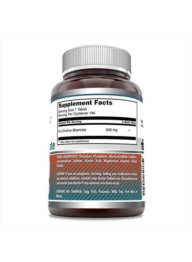 Amazing Nutrition Amazing Formulas Choline Bitartrate - 650 MG, 180 Tablets (Non-GMO, Gluten Free) – Supports Nerve & Brain Health - Promotes Cellular Function - Cognitive Support - Image 3