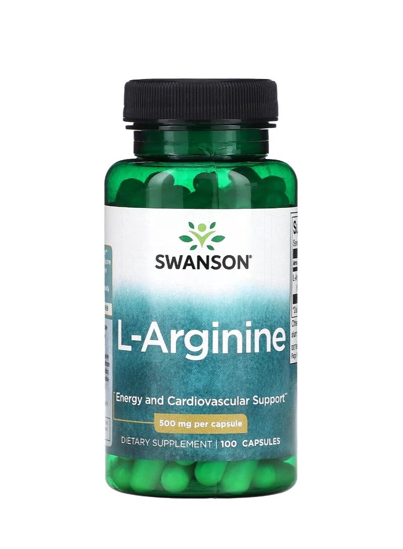 SWANSON L-Arginine 500 mg 100 Capsules - Image 1