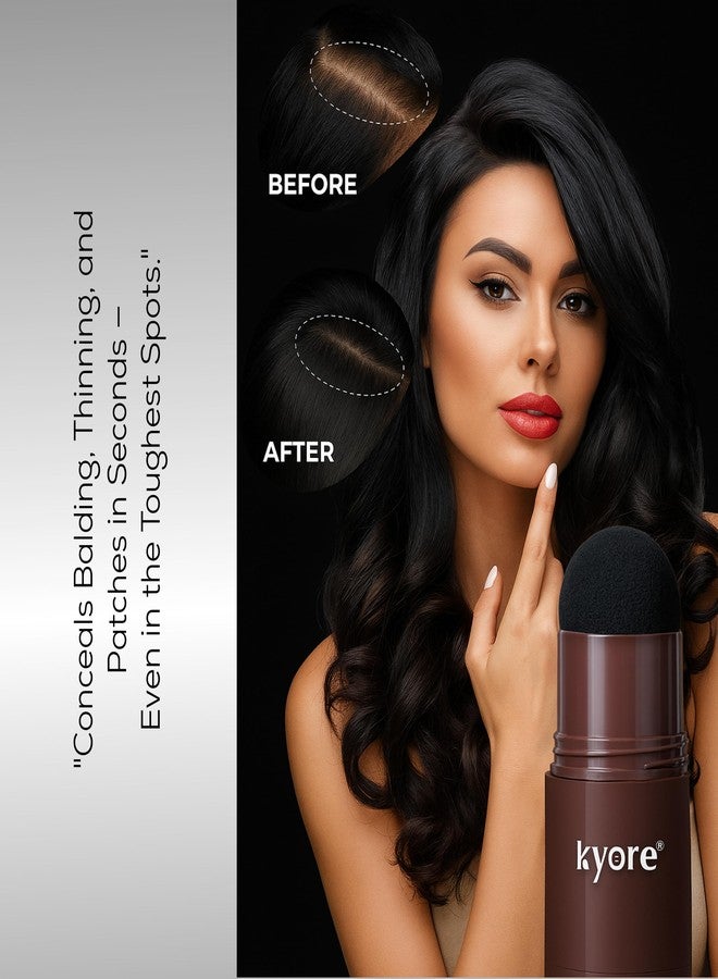 Kyore Instant Natural Hairline Colour Touch-Up Powder for Women & Men - Black | Hair Shading Sponge Pen, Hairline Shadow Powder Stick, Quick Hair Root Touch-Up Stick - Pack of 1 - Image 3