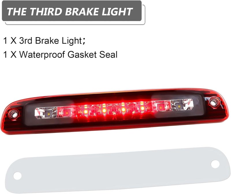 Bomusou LED Third Brake Light for 1997-2010 Dodge Dakota - High Mount Stop Light with Red Lens - Image 5