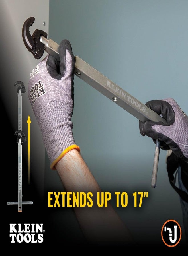 كلاين تولز مفتاح حوض تلسكوبي 68232 من Klein Tools، مفتاح سباكة قابل للتعديل بمقاس 10-17 بوصة مع سعة فك 1-1/4 بوصة، مثالي للمساحات التي يصعب الوصول إليها - Image 3