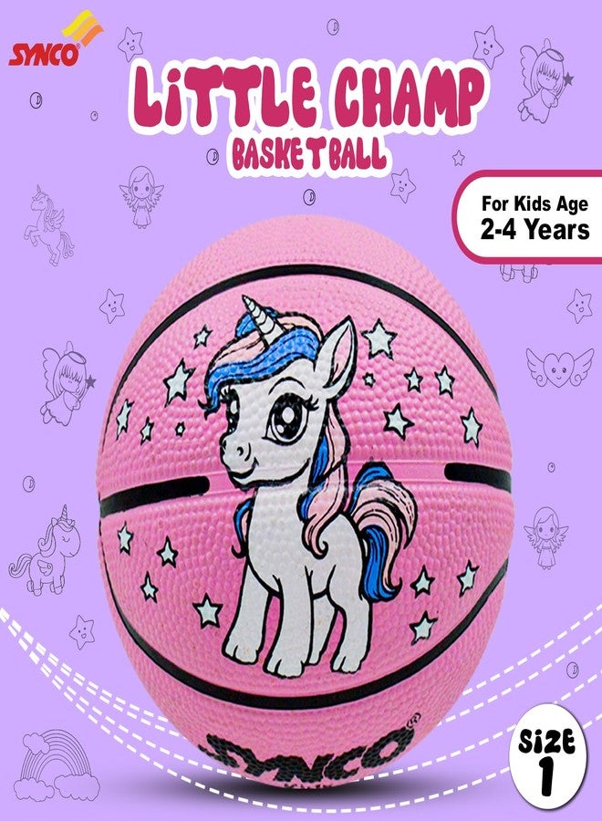 Synco Little Champ Basketball for Kids | Junior Size for Children | Premium Rubber | Size -1 for Kids 1-4 Years Old (Pink) - Image 3