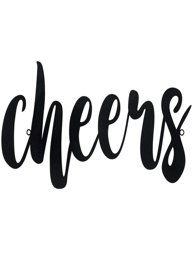 Pangda Cheers Metal Sign for Home Bar, Script Cheers Letter Wall Decor Word Wall Hanging Decorations, Black, 13.78 x 5.91 Inch - Image 1
