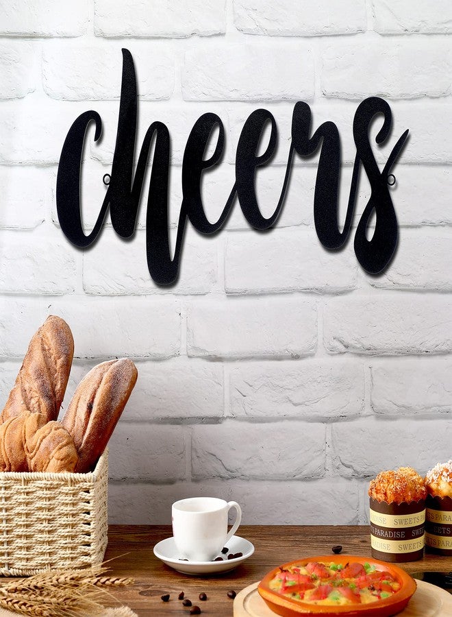 Pangda Cheers Metal Sign for Home Bar, Script Cheers Letter Wall Decor Word Wall Hanging Decorations, Black, 13.78 x 5.91 Inch - Image 3