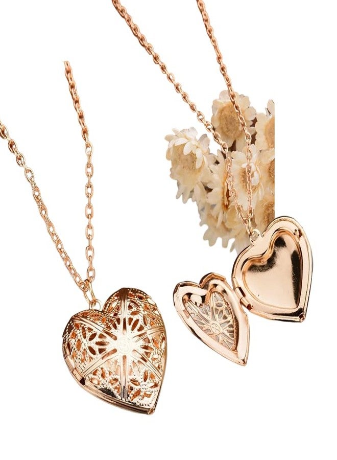 GOHO 18K Gold Plated Heart Photo Memory Locket Pendant Necklace With Chain Valentine Gift For Women And Girls - Image 1