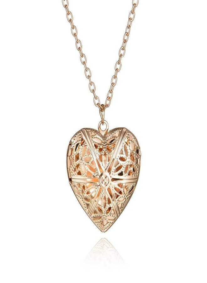 GOHO 18K Gold Plated Heart Photo Memory Locket Pendant Necklace With Chain Valentine Gift For Women And Girls - Image 5