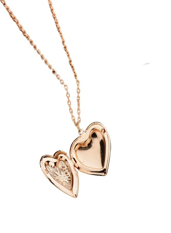 GOHO 18K Gold Plated Heart Photo Memory Locket Pendant Necklace With Chain Valentine Gift For Women And Girls - Image 2