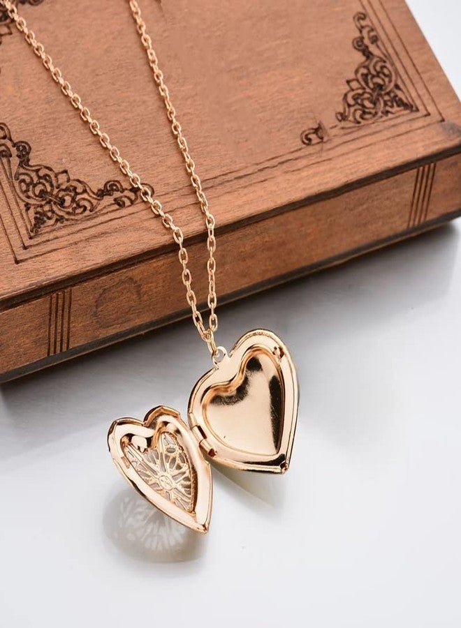 GOHO 18K Gold Plated Heart Photo Memory Locket Pendant Necklace With Chain Valentine Gift For Women And Girls - Image 3