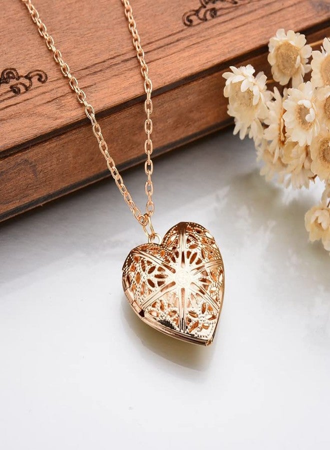 GOHO 18K Gold Plated Heart Photo Memory Locket Pendant Necklace With Chain Valentine Gift For Women And Girls - Image 4