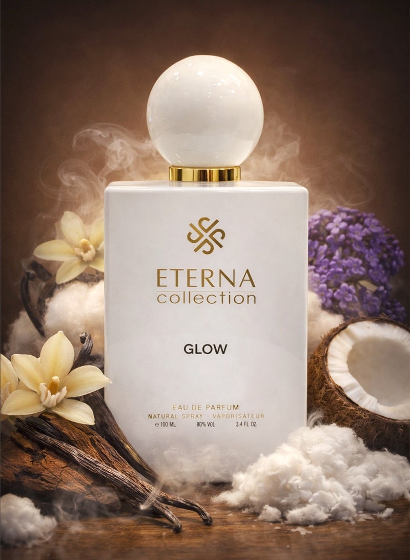 Divina Eterna Collection Glow Perfume 100ml Eau De Parfum – Coconut, Heliotrope, Madagascar Vanilla, Vanilla Absolute, White Musk | Sweet Long Lasting Women’s Fragrance - Image 1