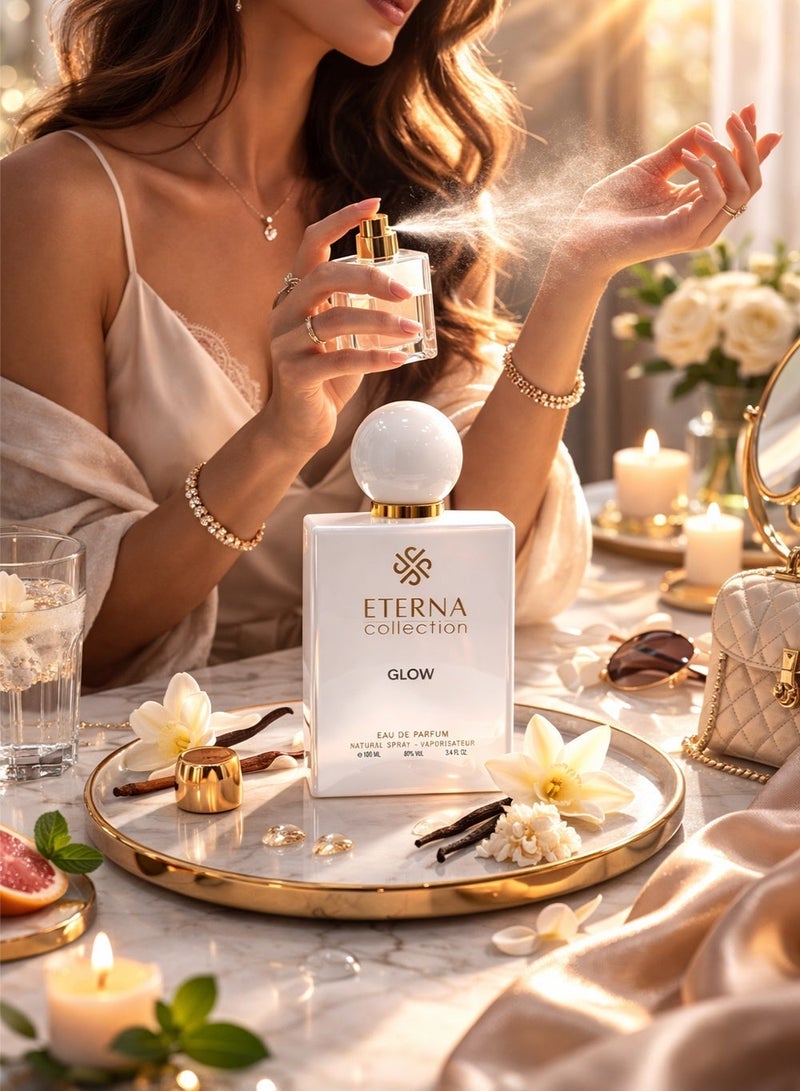 Divina Eterna Collection Glow Perfume 100ml Eau De Parfum – Coconut, Heliotrope, Madagascar Vanilla, Vanilla Absolute, White Musk | Sweet Long Lasting Women’s Fragrance - Image 3