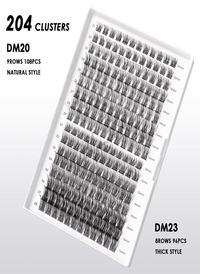 Magnetic SL Lash Clusters 204 Pcs Individual Lashes Clusters Eyelash Extensions False Eyelashes DIY Lash Extension Kit Reusable False Eyelashes Natural Look Mix 10-16mm(DM20+DM23) - Image 2