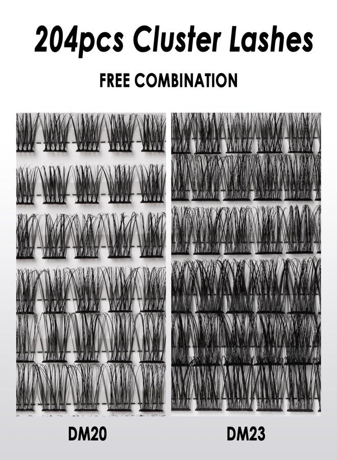 Magnetic SL Lash Clusters 204 Pcs Individual Lashes Clusters Eyelash Extensions False Eyelashes DIY Lash Extension Kit Reusable False Eyelashes Natural Look Mix 10-16mm(DM20+DM23) - Image 3
