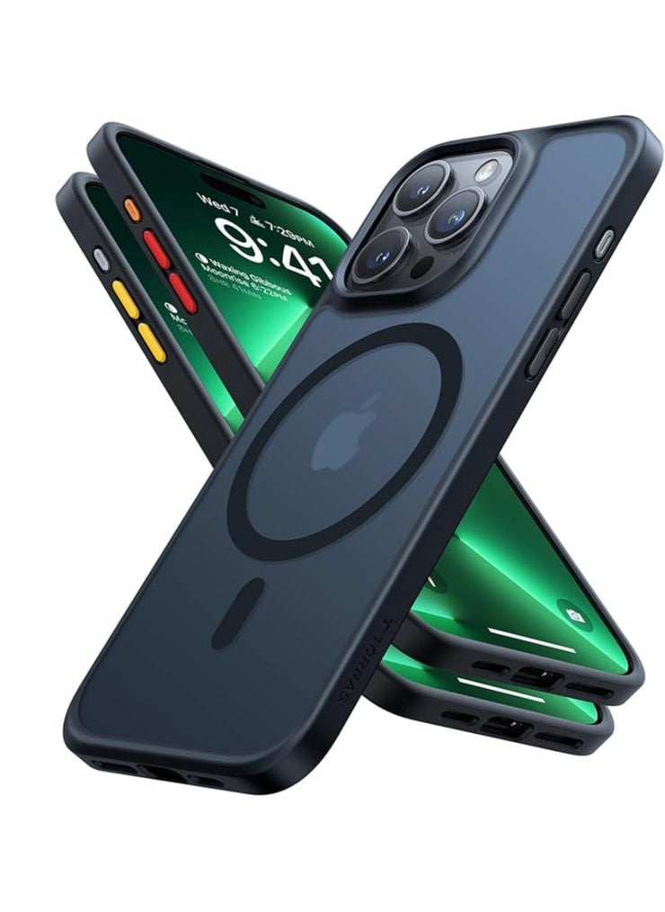 TORRAS Magnetic Guardian Designed for iPhone 15 Pro Max Case, [Mil-Grade Drop Tested] [Compatible with MagSafe] Slim Frosted, Translucent Slim Protective Case for 15 Pro Max Anti-Fingerprint Anti-ScratchCase for iPhone 15 Pro Max Phone Case (6.7") Black  - Image 1