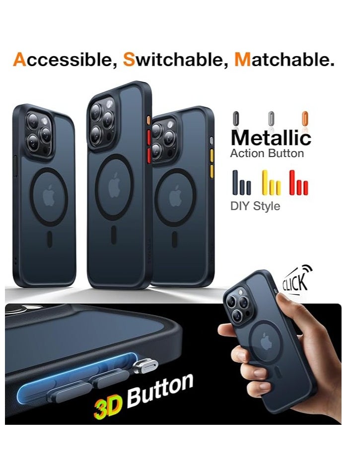 TORRAS Magnetic Guardian Designed for iPhone 15 Pro Max Case, [Mil-Grade Drop Tested] [Compatible with MagSafe] Slim Frosted, Translucent Slim Protective Case for 15 Pro Max Anti-Fingerprint Anti-ScratchCase for iPhone 15 Pro Max Phone Case (6.7") Black  - Image 2