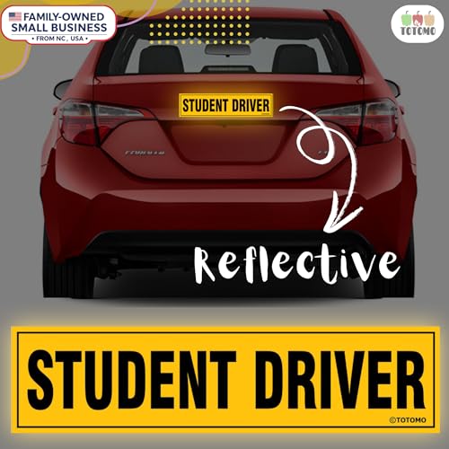 TOTOMO Student Driver Magnet for Car Sign - Large 12"x3" Magnetic Reflective Vehicle Safety for New Rookie Learner Drivers Removable Bumper Sticker Please Be Patient (2 Pack) Yellow, Black - Image 4
